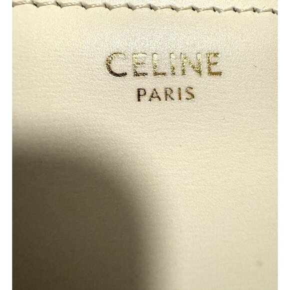 Celine Triomphe White Leather Shoulder Bag With Gold Hardware - Picture 4 of 16